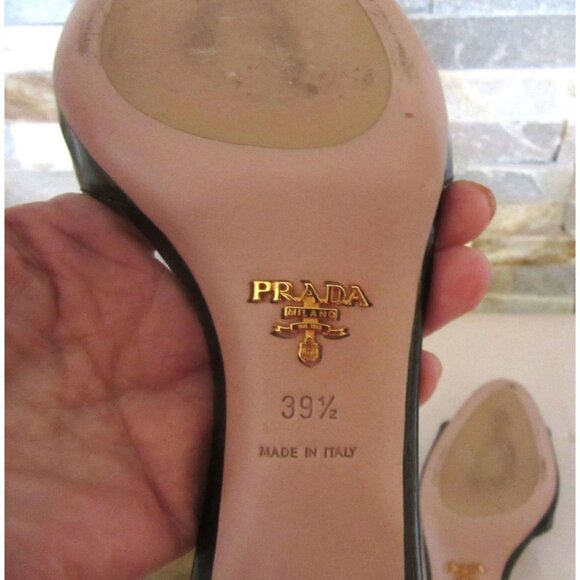 Prada Bronze Patent Calzature Donna Heels W/ Rhinestones Size 39.5 w Box Bag - Picture 8 of 8
